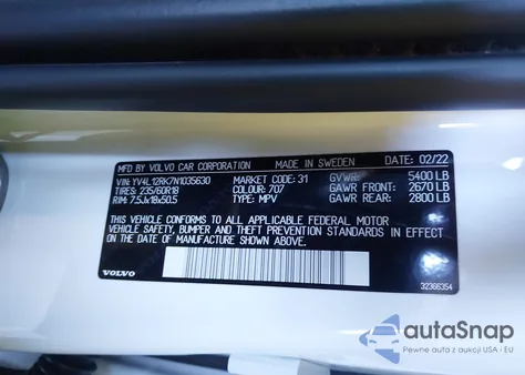 2022 Volvo Xc60 B5 Momentum from USA, damaged, VIN YV4L12RK7N1035630